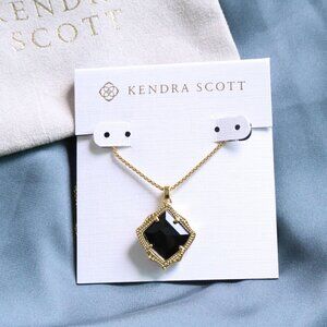 Kendra Scott Kacey Gold Long Necklace - Black Opaque Glass